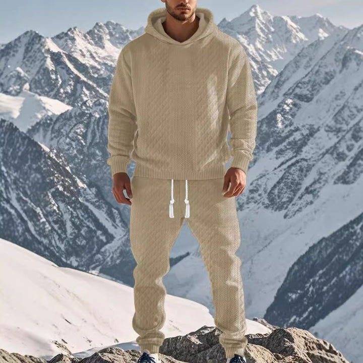 Men's sporty hoodie and jogging pants set with textured design Lisslune