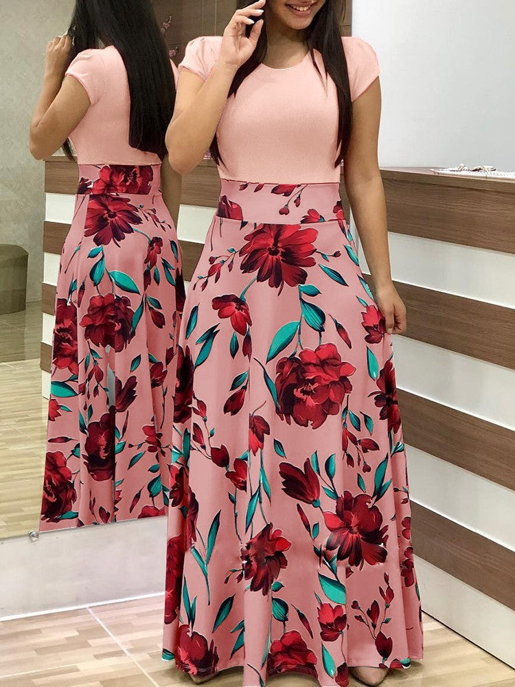 Damen Elegantes Maxikleid mit grafischem Druck und flexiblem Bund Lisslune
