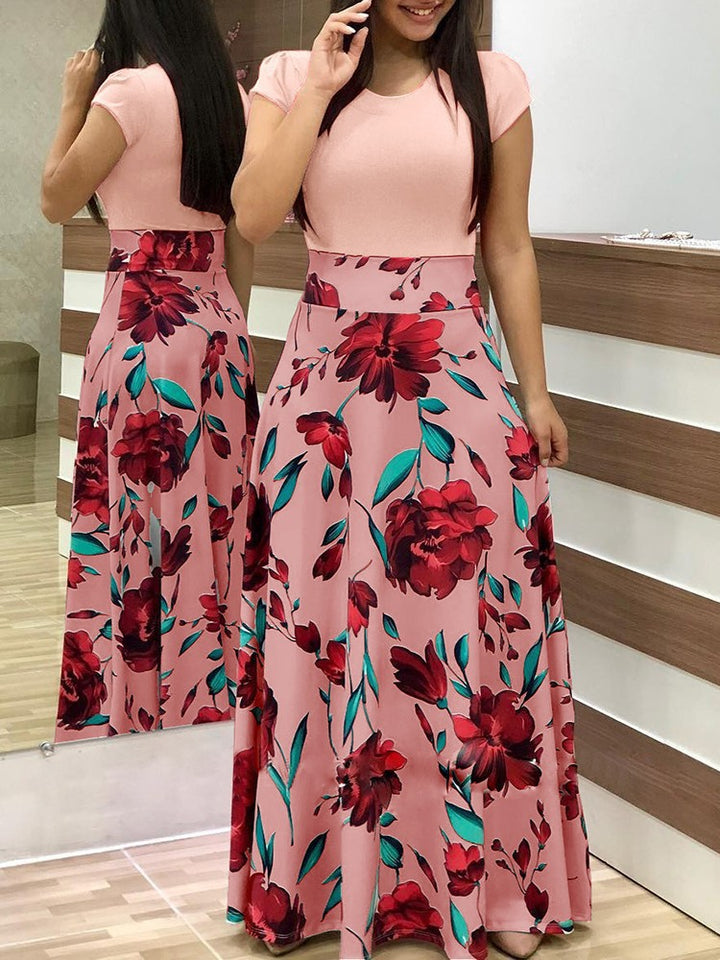 Damen Elegantes Maxikleid mit grafischem Druck und flexiblem Bund Lisslune