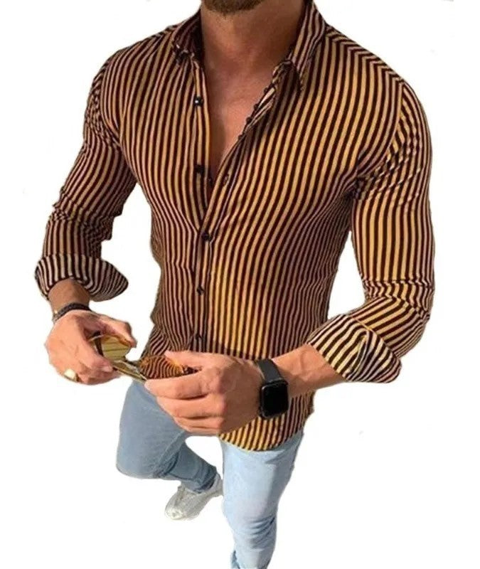 Men's long sleeve shirt with fine stripes and elegant fit Lisslune
