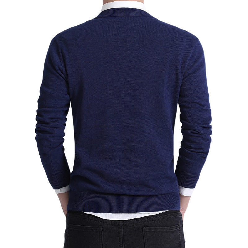 Men's fashionable V-neck sweater made of soft cotton Lisslune