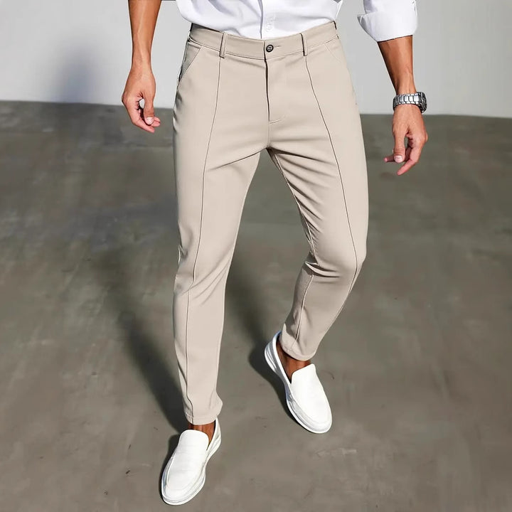 Men's Elegant Slim-Fit Suit Pants with Sporty Details Lisslune