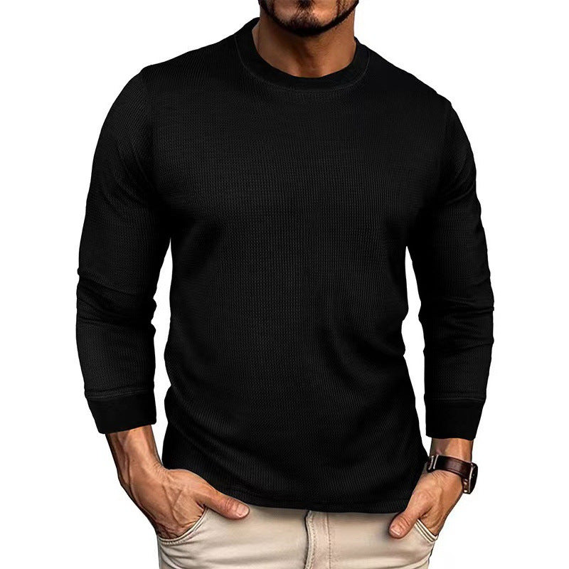 Men's Fashion Long Sleeve Shirt with Textured Ribbed Look Lisslune