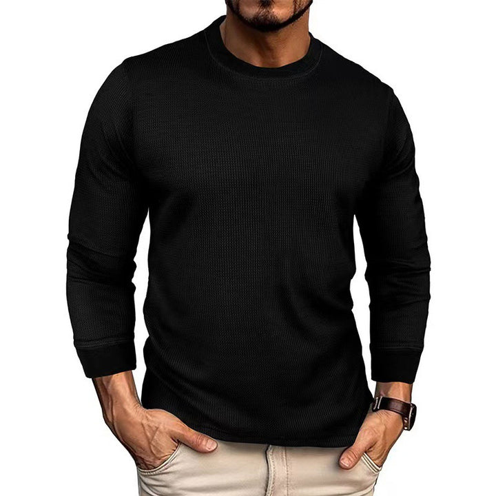 Men's Fashion Long Sleeve Shirt with Textured Ribbed Look Lisslune