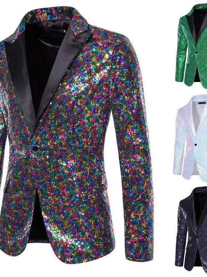 Men's elegant sequin blazer with exquisite decorative accents Lisslune