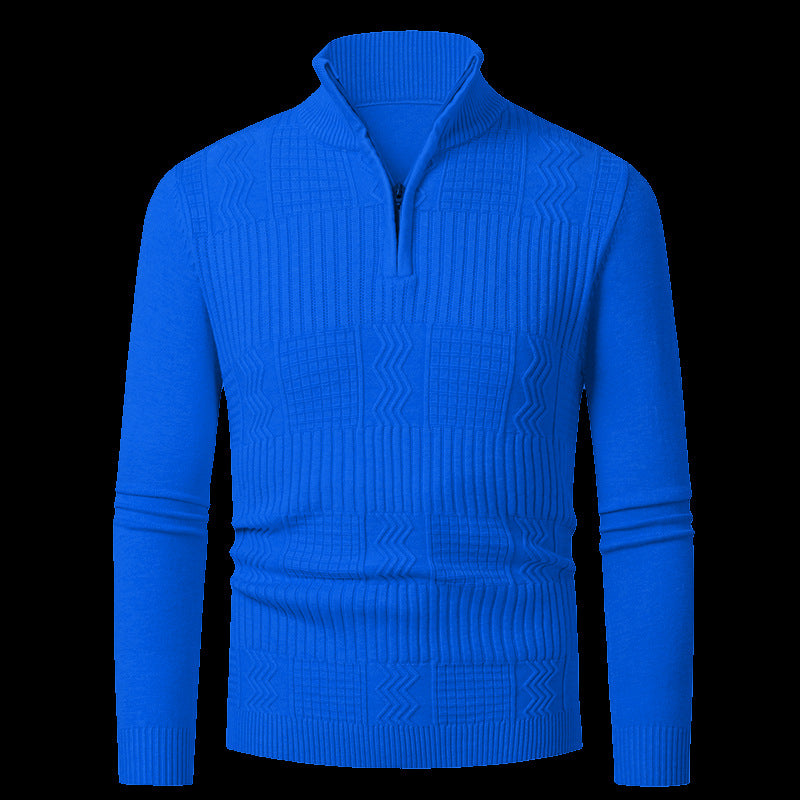 Men's knitted pullover with modern zipper and structured surface Lisslune