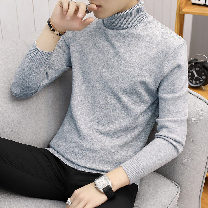 Men's stylish turtleneck sweater with fine structure Lisslune