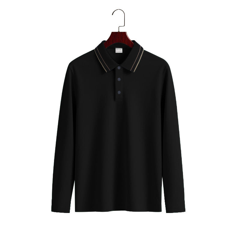 Men's long sleeve polo shirt made of soft cotton blend with textured collar Lisslune