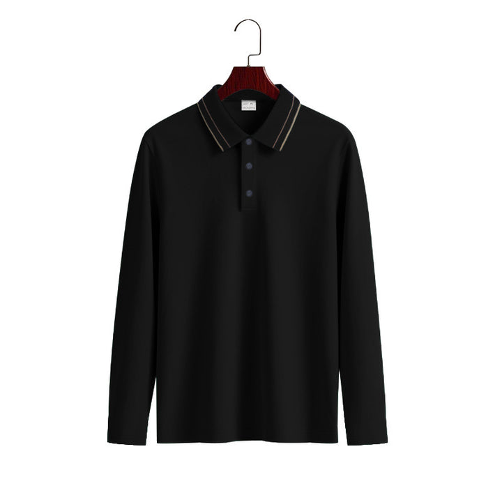 Men's long sleeve polo shirt made of soft cotton blend with textured collar Lisslune