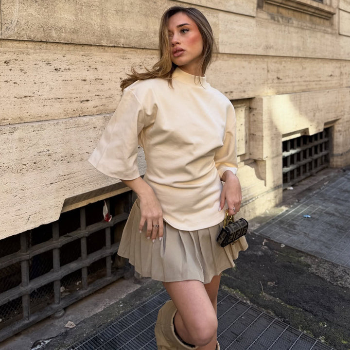 Women's top with high collar and flared sleeves Lisslune