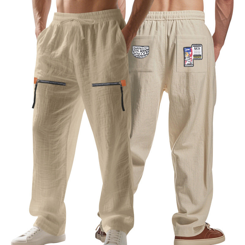 Men's urban-style leisure pants with pockets and elastic waistband Lisslune