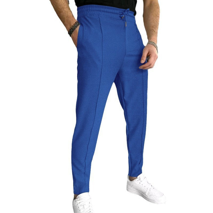 Men's fashionable leisure trousers with elastic waistband and woven pattern Lisslune