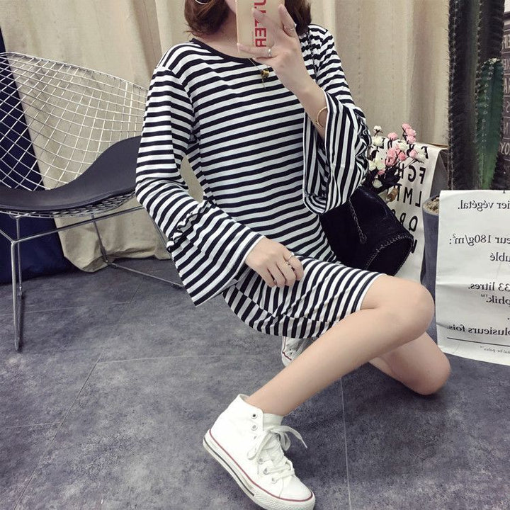 Women's striped mini dress with voluminous sleeves Lisslune
