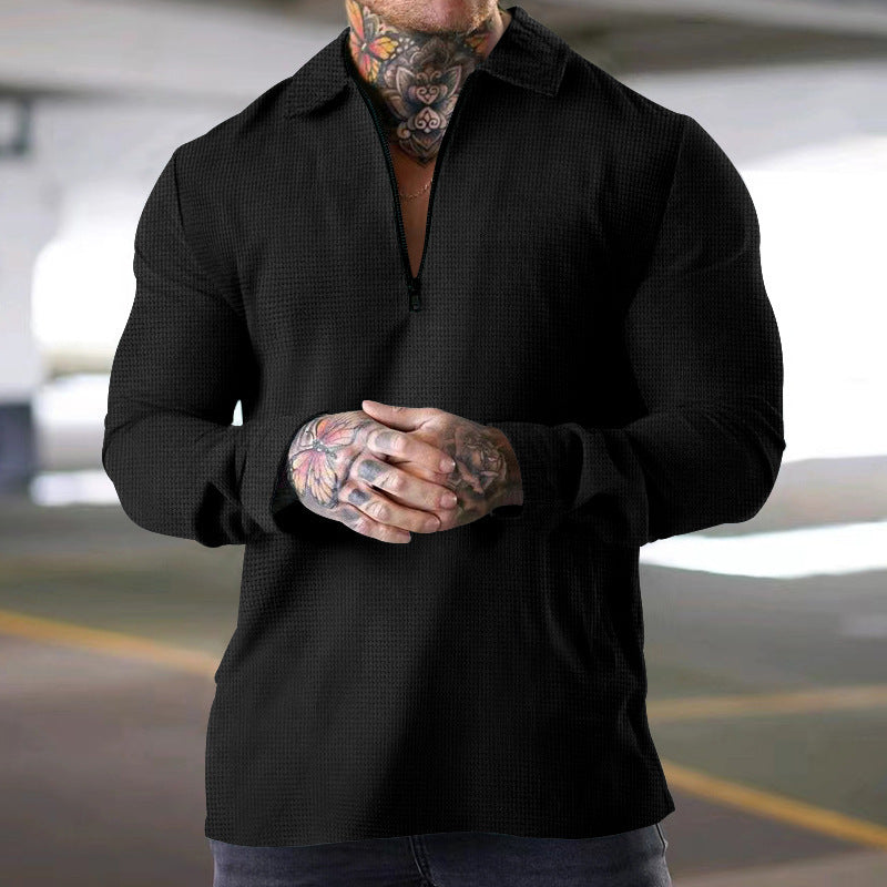 Men's long-sleeve shirt with practical zipper and textured design Lisslune