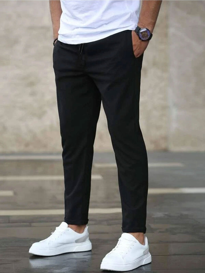 Men's Casual Chino Pants with Elastic Waistband Lisslune