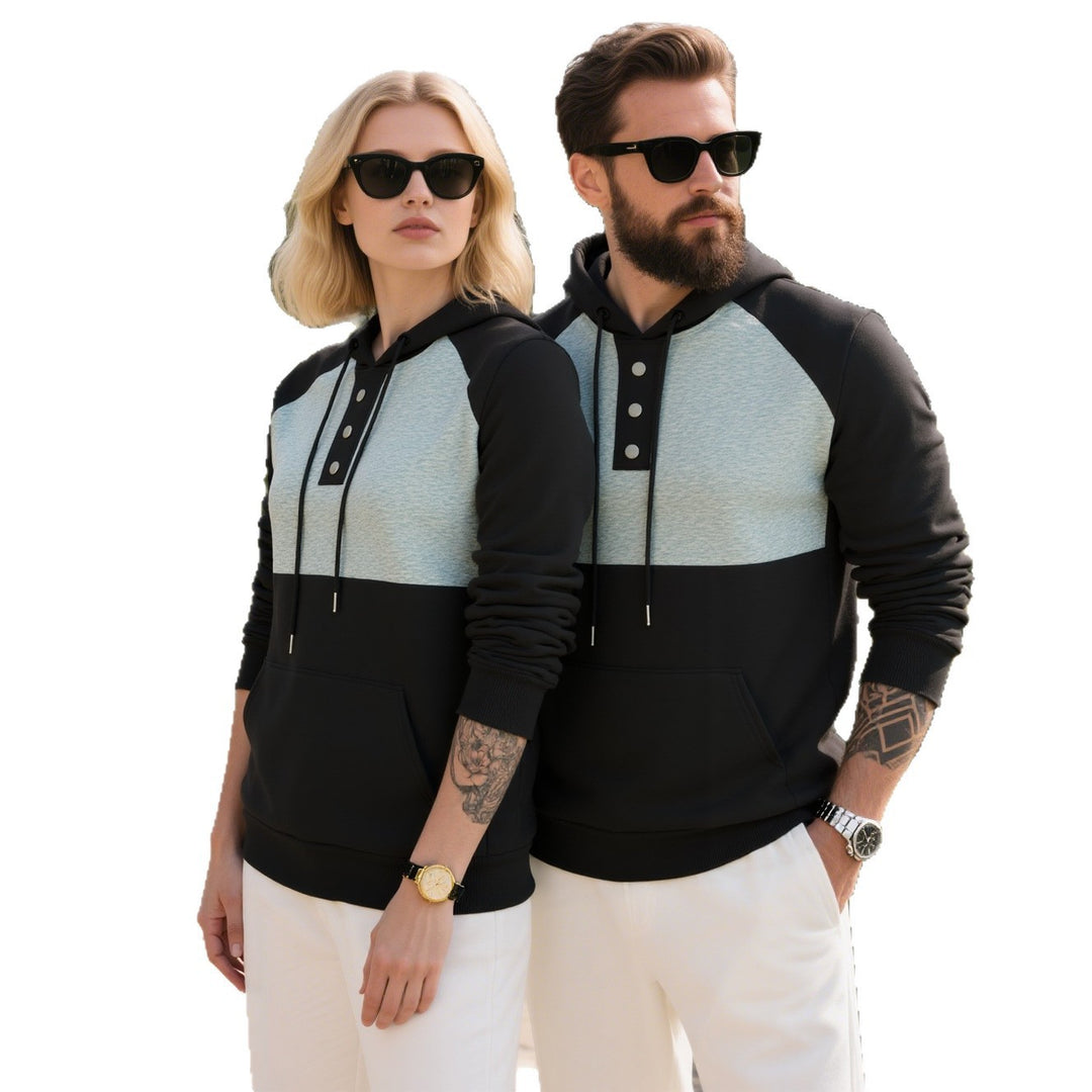 Men's hoodie with button placket and sporty design Lisslune