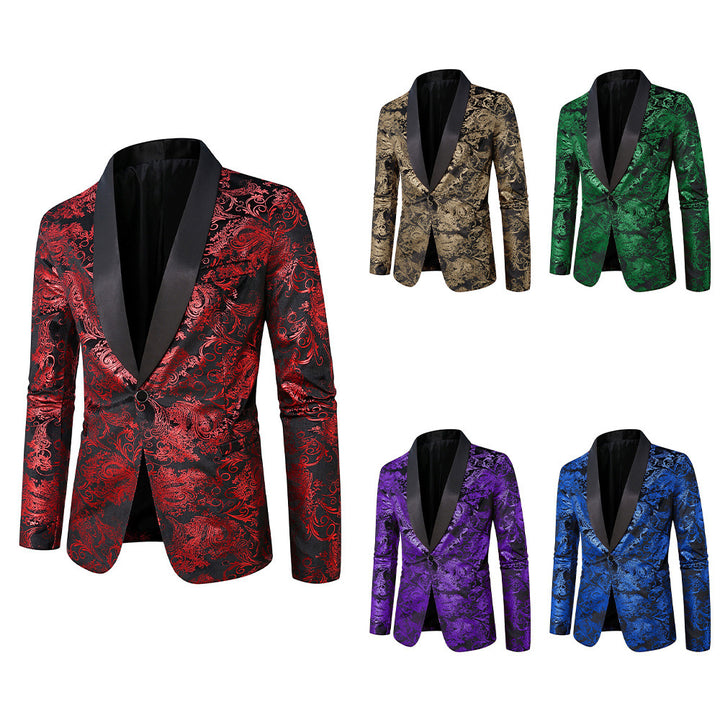 Men's elegant sequin blazer with floral pattern Lisslune
