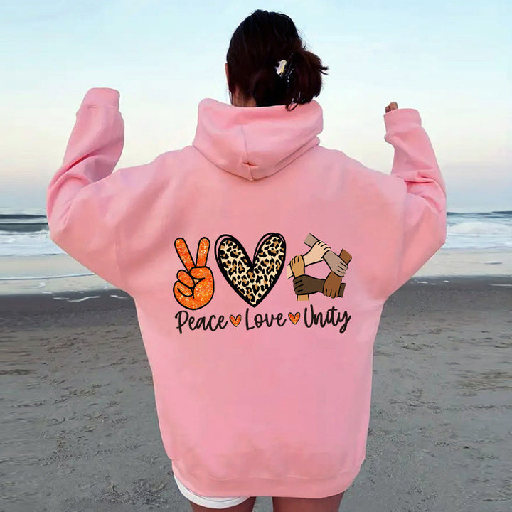Women's hoodie with high-quality Peace-Love-Unity design Lisslune