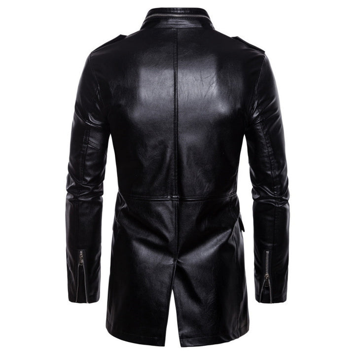 Men's stylish synthetic leather jacket with practical pockets and asymmetric zipper Lisslune