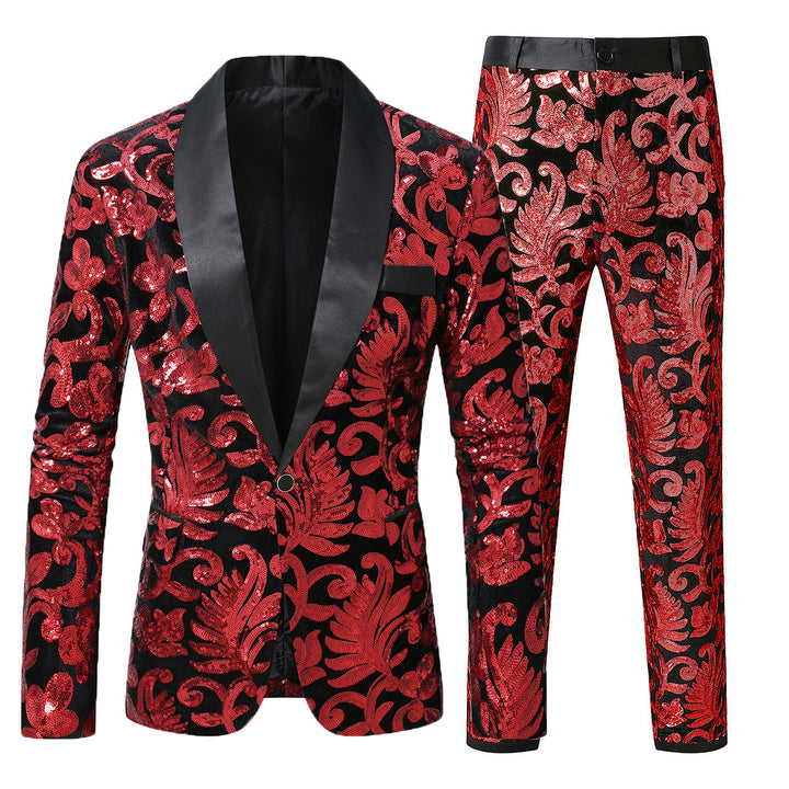 Men's Glamorous Sequin Suit with Floral Pattern and Luxurious Design Lisslune