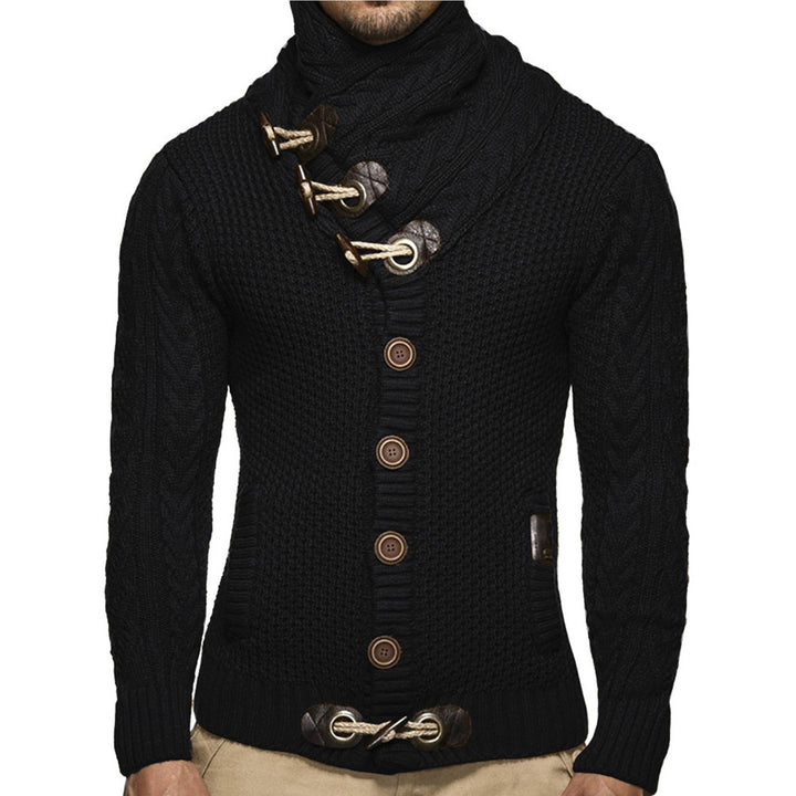 Men's cardigan with asymmetrical collar and unique button design Lisslune