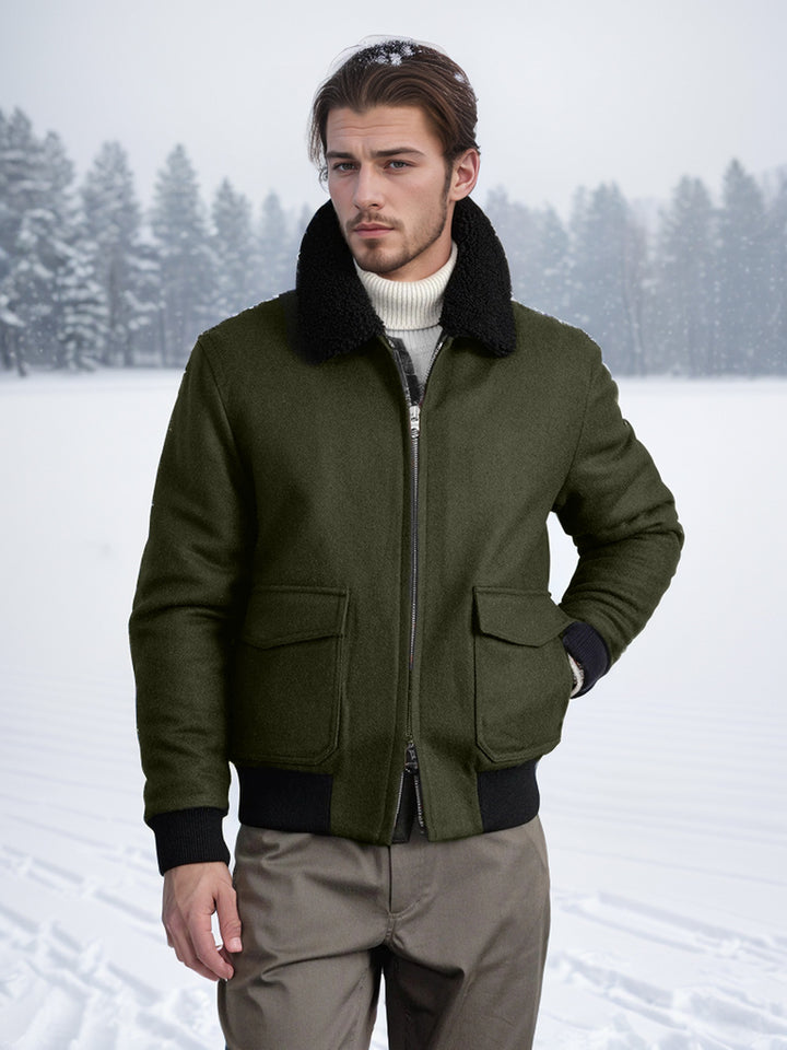 Men's warm fleece jacket with stand-up collar and practical pockets Lisslune