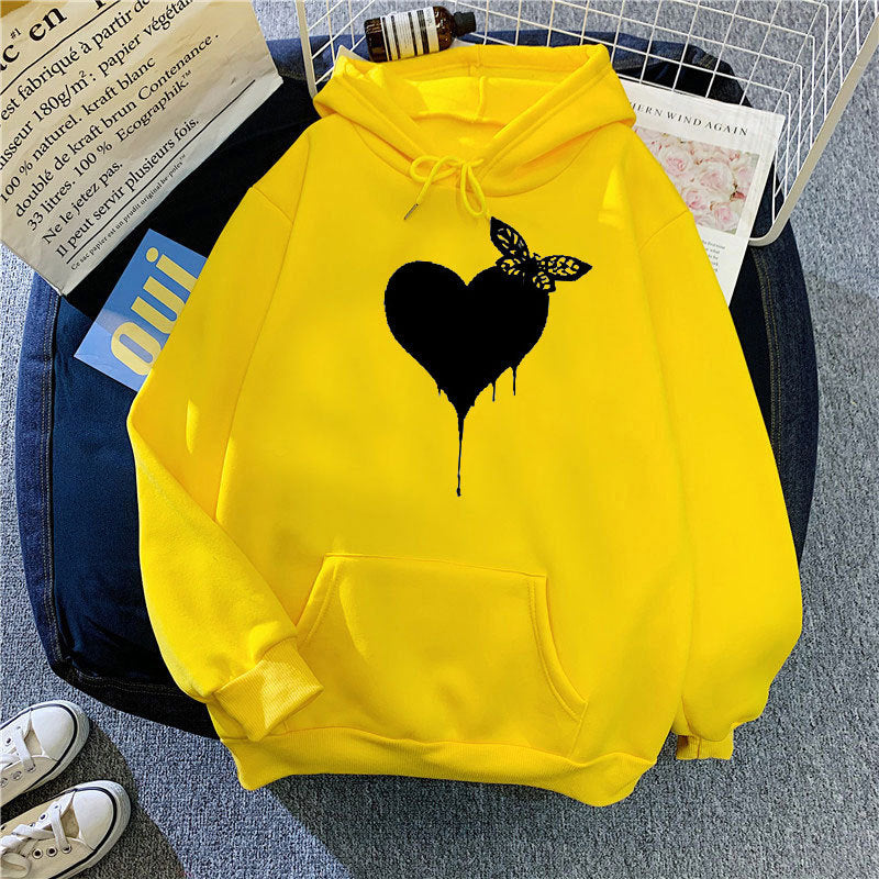 Women's Hoodie with Creative Heart Design Lisslune