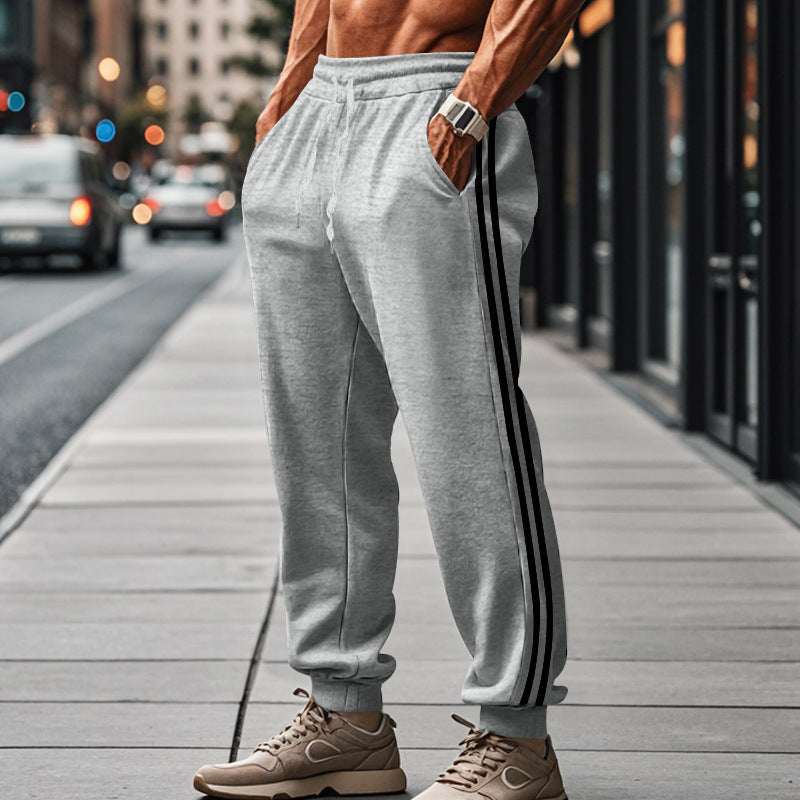 Men's Comfortable Sports Pants with Contrasting Side Inserts and Elastic Waistband Lisslune