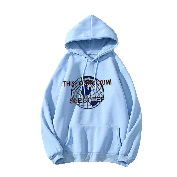Women's Hoodie with Modern World Map Design Lisslune