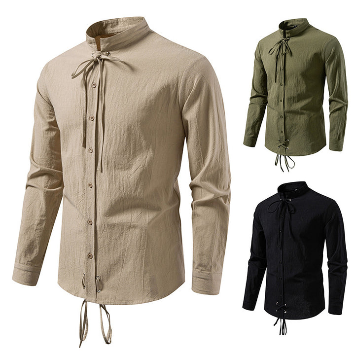 Men's Long Sleeve Shirt with Modern Drawstring Lisslune