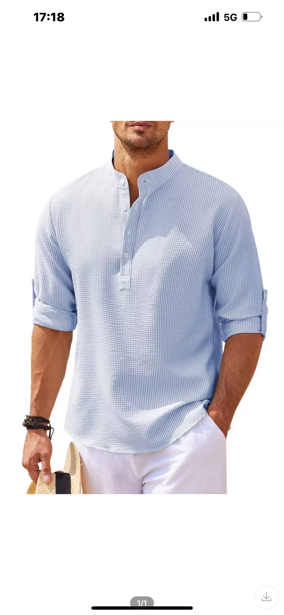 Men's long sleeve shirt with textured surface and modern stand-up collar Lisslune