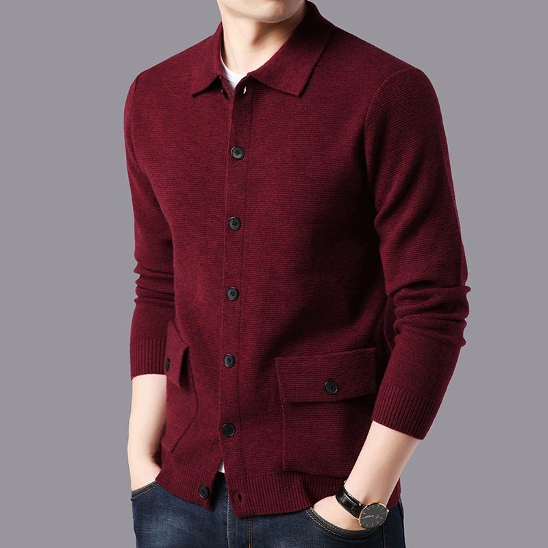 Men's Structured Cardigan with Button Closure and Practical Pockets Lisslune