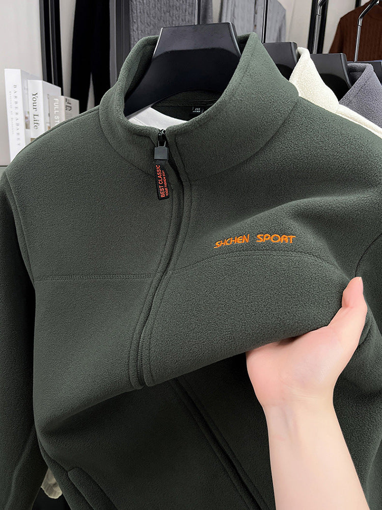 Men's fleece jacket with high collar and full zip Lisslune