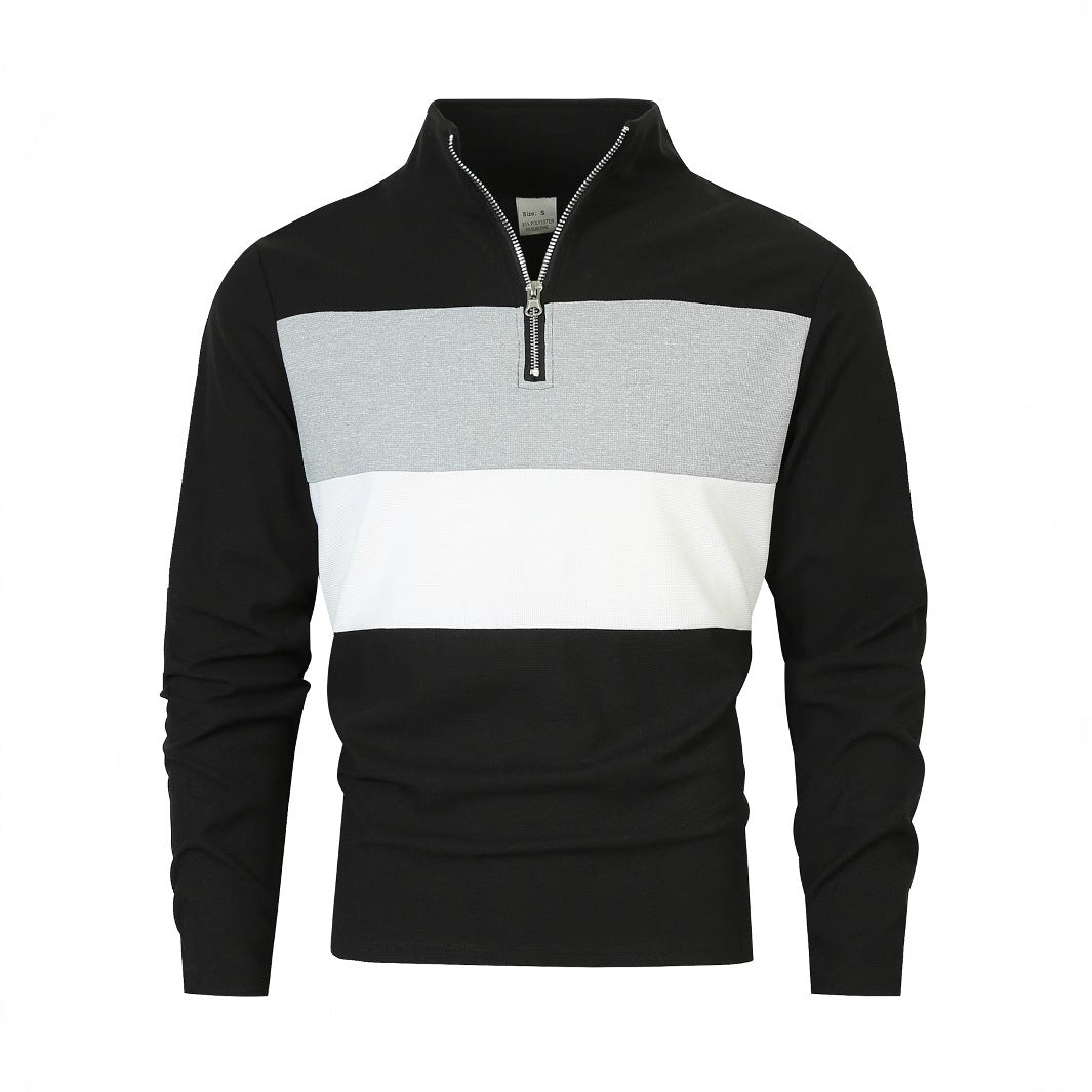 Men's stylish sweater with zipper and color block design Lisslune