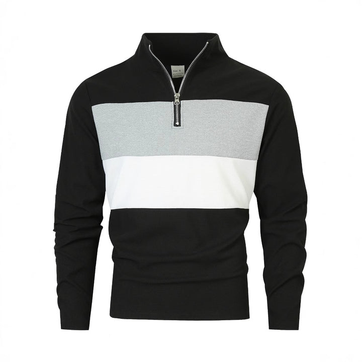 Men's stylish sweater with zipper and color block design Lisslune