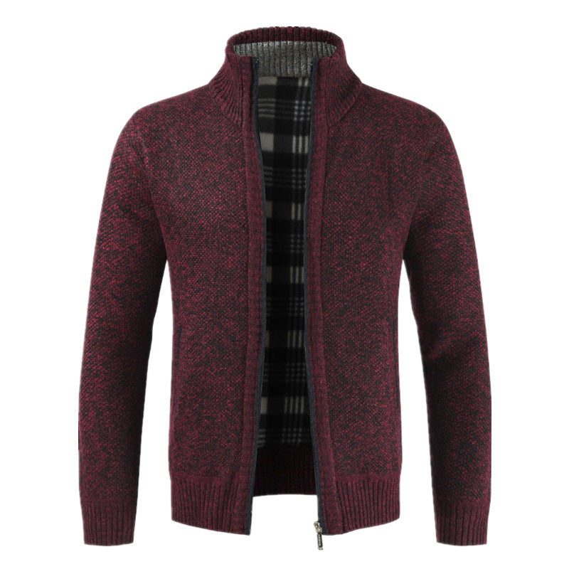 Men's cardigan with high collar and plush inner lining Lisslune
