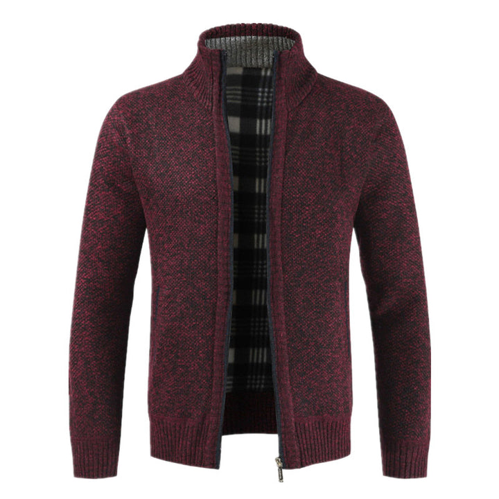 Men's cardigan with high collar and plush inner lining Lisslune