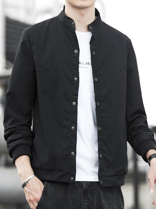 Men's lightweight transitional jacket with high collar and practical snap buttons Lisslune