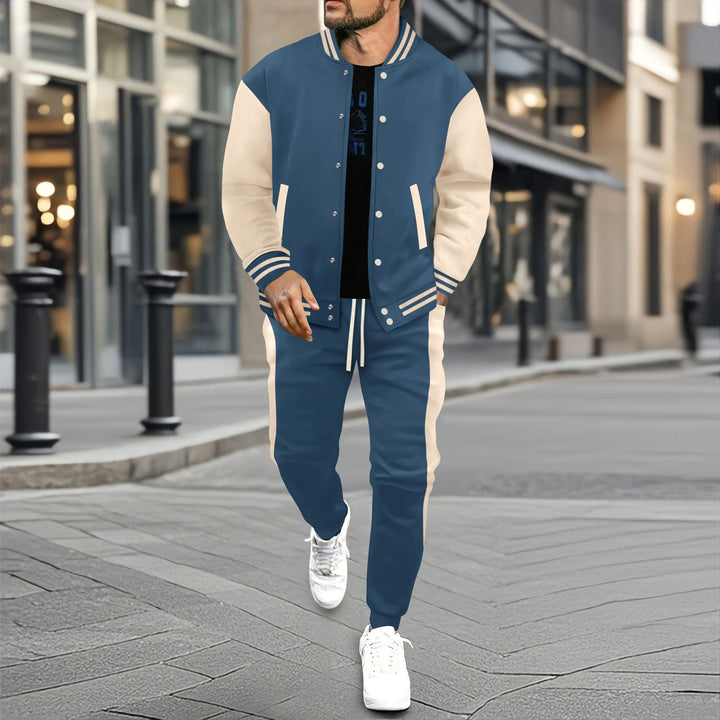 Men's elegant leisure set with modern bomber jacket design and comfortable jogging pants Lisslune