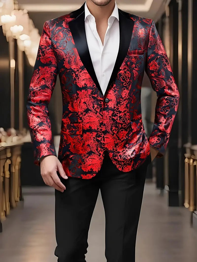 Men's extravagant sequin blazer with floral design Lisslune