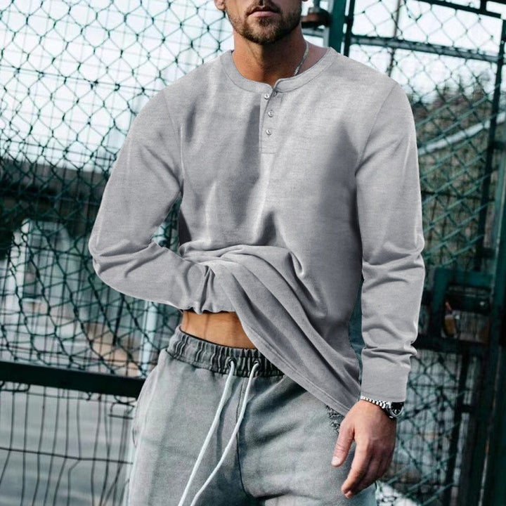 Men's casual long-sleeve shirt with button placket and soft material Lisslune