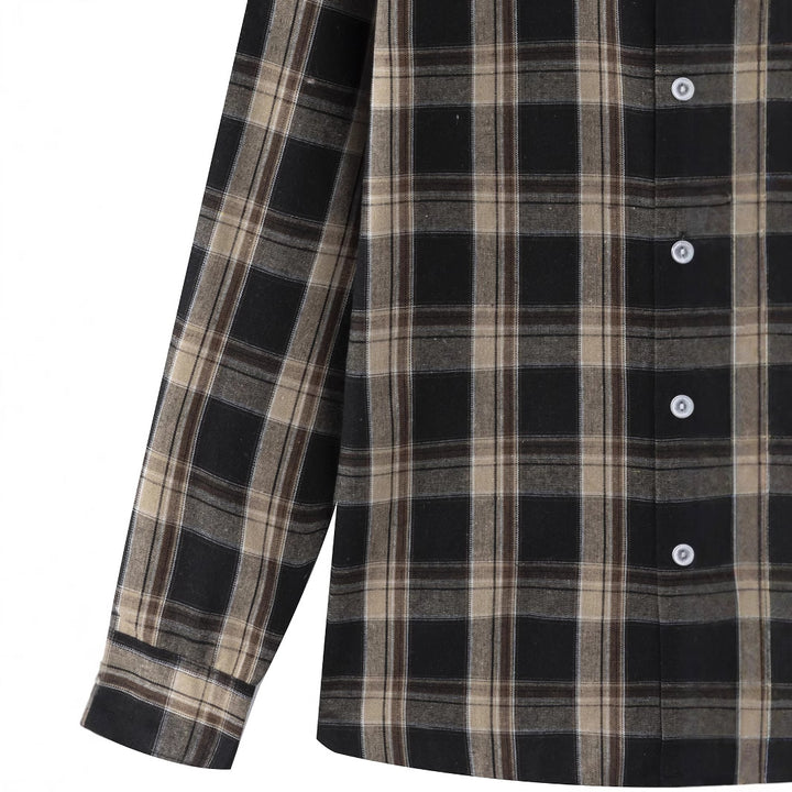 Men's Casual Long Sleeve Shirt with Checked Pattern Lisslune