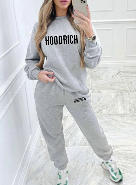 Women's casual set of sweater and joggers with sporty lettering Lisslune