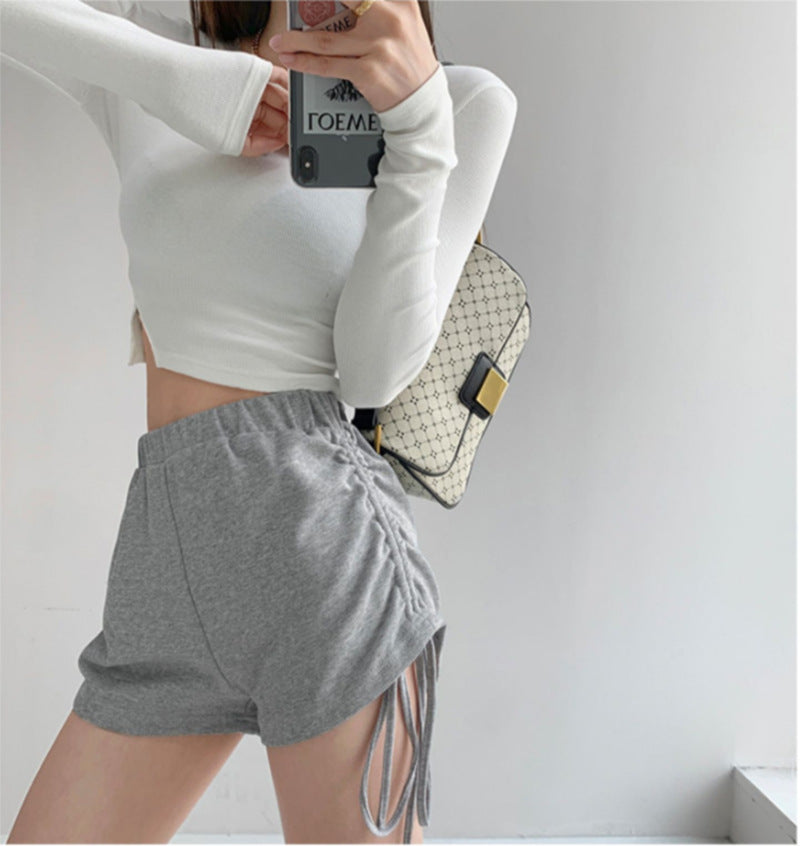 Women Cropped Long Sleeve Shirt with Modern Ribbed Details
