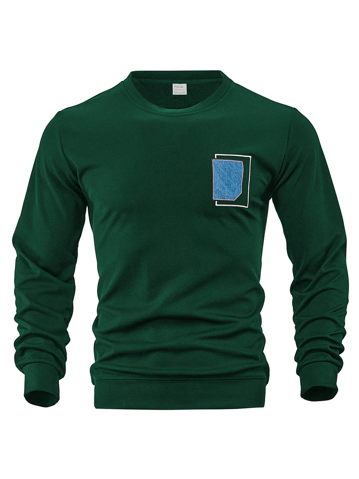 Men's casual crew neck sweater with trendy pocket Lisslune