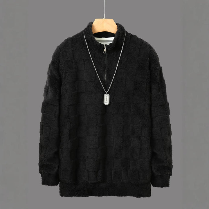 Men's fleece pullover with textured surface and high collar Lisslune