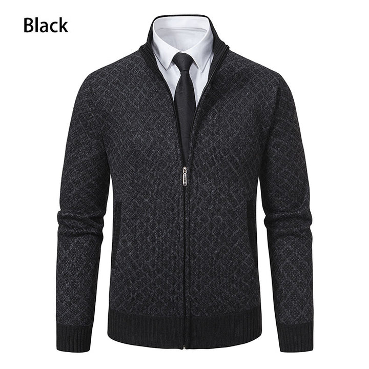 Men's zip-up cardigan with modern diamond pattern Lisslune