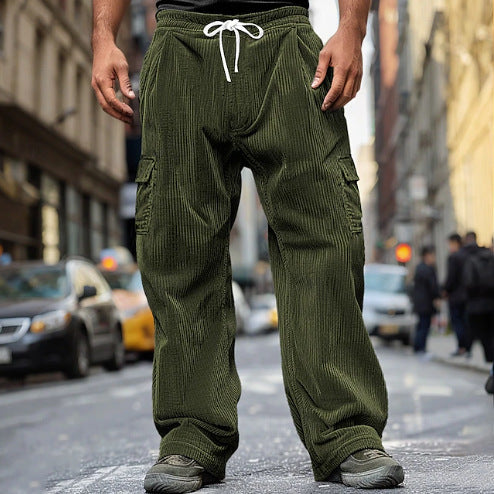 Men's cargo pants with elastic waistband and spacious pockets Lisslune