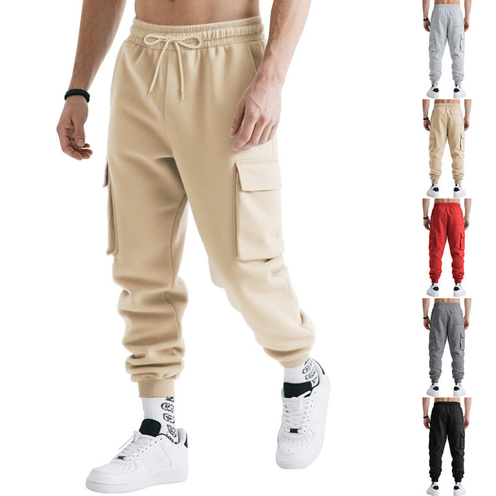 Men's Cargo Jogging Pants with Side Pockets and Elastic Waistband Lisslune