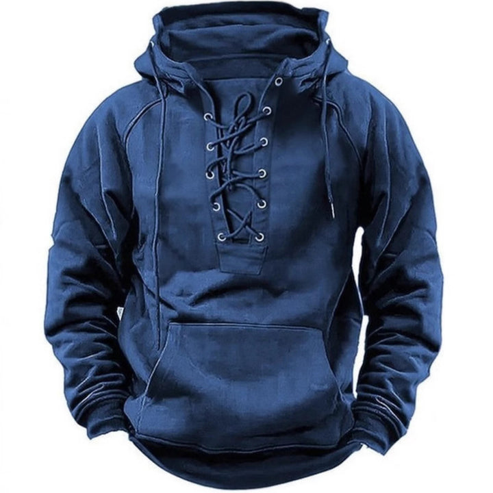 Men's hooded sweatshirt with fashionable lacing and soft inner lining Lisslune